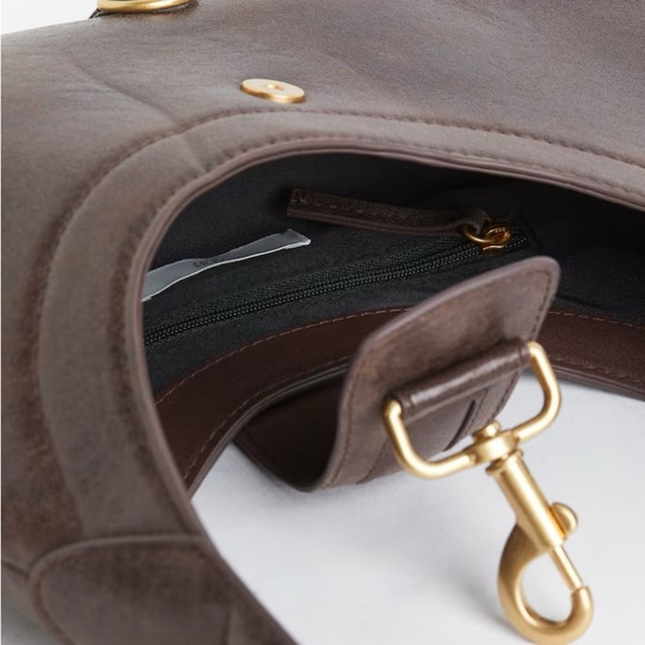 Brown faux Leather Shoulder Bag - Picture 3 of 4